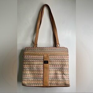 Liz Claiborne Linen Straw Shoulder / Tote Bag