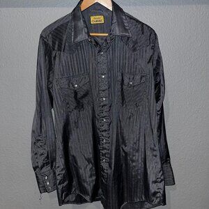 CHUTE #1 CLASSIC Charcoal Gray Pearl Snap Western Shirt - EUC-  Men's Size L/XL