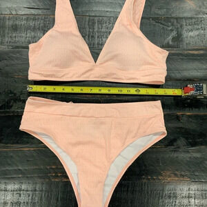 SHEIN RIBBED BIKINI PINK SIZE XL