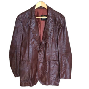 Vintage Boho Brown Leather Jacket Blazer Small