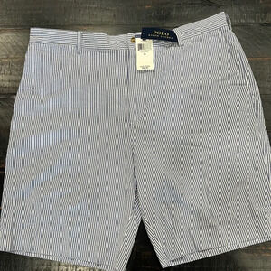 POLO RALPH LAUREN MEN’S FLAT FRONT SEERSUCKER SHORTS SIZE 38