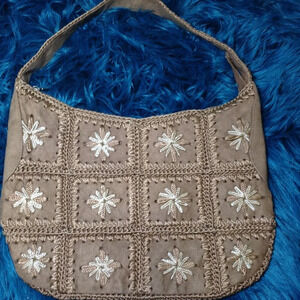 VINTAGE Pagani patchwork suede and embroidered purse; Bohemian, Hippie Vibes