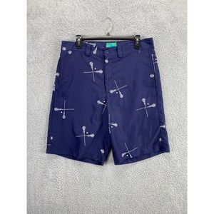 Liquid Flow Swim Trunks Mens 33W Blue Lacrosse Sticks & Ball Hybrid Board Shorts