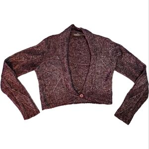 Sandwich Burgundy Chenille Textured Cropped Cardigan - Women's Small Cozy Light