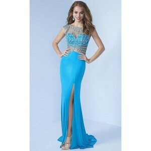 Splash Metallic Jersey Grad Prom Dress J480 Turquiose