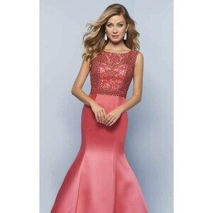 Splash Mermaid Grad Prom Dress J781 Coral