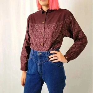 Vintage 90s Western Paisley Bandana Long Sleeve - M