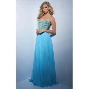 Splash Chiffon Strapless Grad Prom Dress H429 Aqua