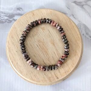 Leopard Jasper Rondelle Stretch Bracelet - 7" | Brand New | Handmade