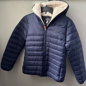 New SAVE THE DUCK Boys' Giga Hooded Jacket in Navy  Size 12