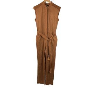 NWT Banana Republic women’s brown vegan suede utility sleeveless jumpsuit size 4