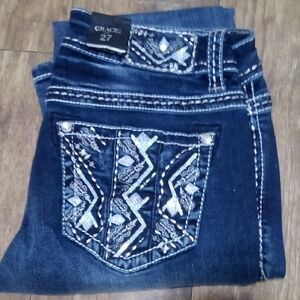 Grace In LA Women's 27 Embellished Embroidered Jeans NWT