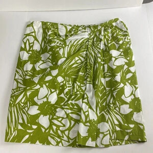 Leaf print maximalist  green white Lane Bryant pencil 100% cotton skirt 1X