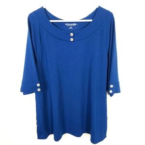 Soft Surroundings | 2 Button Half Sleeve Top Blue Large