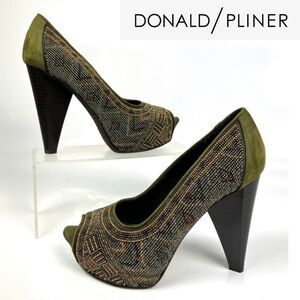 DONALD PILNER Size 6 CeCi Glass Beaded Platform Pump Peep Toe Green base