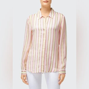 J Brand Elena Striped Long-Sleeve Button-Back Shirt Size XS.‎