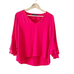 ZARA V Neck Flutter Sleeve Blouse