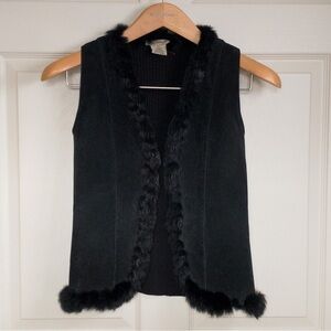 Escapade Rabbit Fur Suede Vest Black Size Medium NWOT