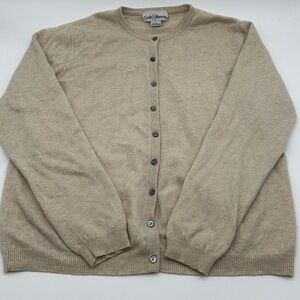 Croft & Barrow tan beige brown 100% Cashmere button front cardigan ladies Medium