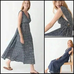 J.Crew Side Tie Beach  Lagenlook Maxi Dress In Dot Size S