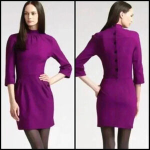 Zac Posen Z Spoke Plum Mock Neck Jersey Knit Dress Size S