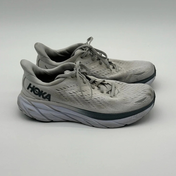 Hoka One One Mens Clifton 8 Gray Athletic and Training Shoes 8.5 Medium (D) - Picture 1 of 9