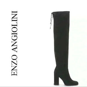 Enzo Angiolini Microsuede black block heel boots