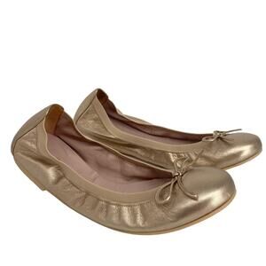 Pretty Ballerinas Shirley Champagne Gold Classic Ballet Flats With Bow Size 40