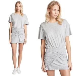 New IRO Brelbloa Jersey Twist Front Lightweight Mini Dress in Light Grey Size XS