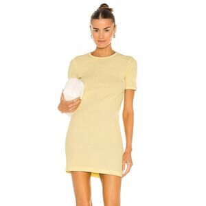 John Elliott Cotton Rib Knit Jersey Mini Dress In Pollen Size Small