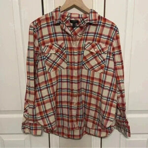 J. Crew Women’s Plaid 99% Cotton Long Sleeve Button Down Shirt Size 14