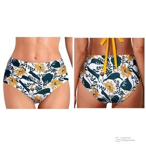 Holipick High Waisted Floral Print Bikini Swimsuit Bottoms Womens Size L