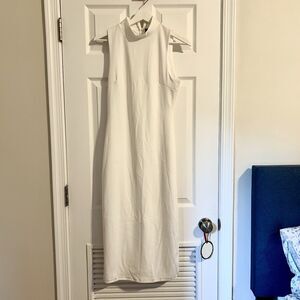 Lulu’s White Mock Neck Bodycon Sleeveless Midi Dress Size Small Always Charmed