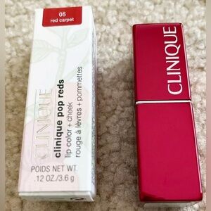 Clinique Pop Reds Lip Color + Cheek Lipstick Blush #05 Red Carpet - 0.12 Oz NEW