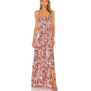 Agua Bendita Women's 7622 Size L Red Floral Dunna Maxi Dress NWT