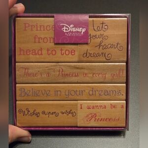 Disney Princess Sentiments wood mounted stamp set NWOT