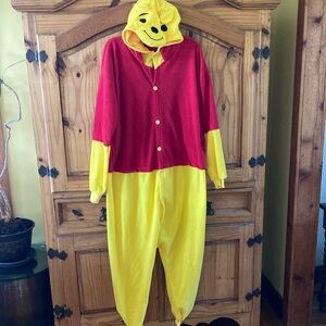 Adult Winnie the Pooh Red Yellow Onesie one piece costume size L