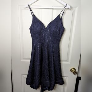 B Smart navy blue Dress sequin strappy party formal dance size 5