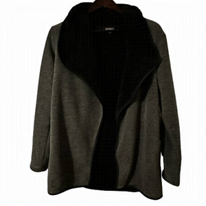 Nicole Miller Women’s M Dark Gray Black Fleece Lined Open Cardigan