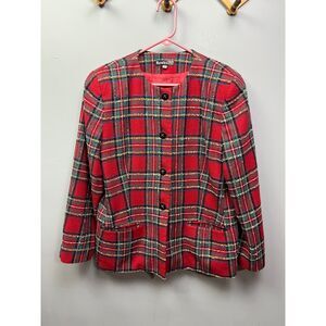 HAROLD'S Jacket womens size 14 red plaid button front jacket