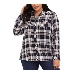 Torrid Challis Button-Down Long Sleeve Plaid Shirt Women’s Torrid Size 2 (2X)