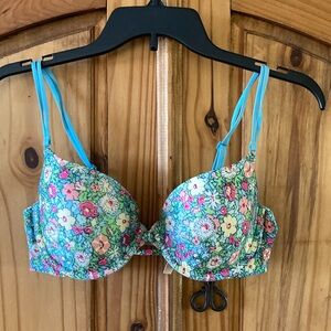 Victoria’s Secret Demi blue pink Floral Print Women's Bra size 36C - NWT