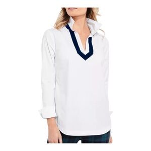 NWT Vineyard Vines Velvet Trim White Popover Blouse Women’s Size 3X