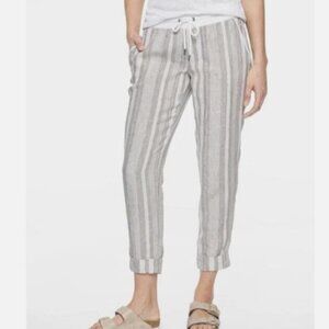 Athleta Striped Linen Bali Pants Cuffed - Ankle - Pockets - 8 - EUC!