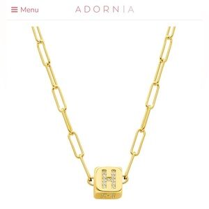 Adornia 14k Gold Plated Initial Cube Paperclip Necklace