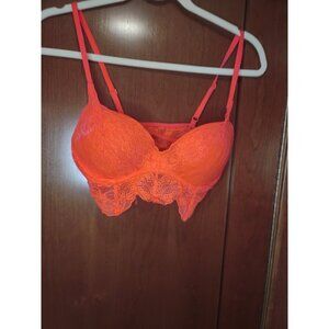 VS PINK Victoria's Secret Bralette Size Small Orange Lace Padded