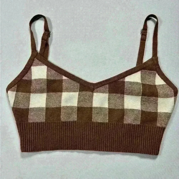 Altar'd State Tops - Altar’d State Checkered Crop Top - Small