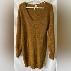 Dreamers Sweater Dress Oversize Women’s XS Gold Blond V Neck Cozy Longsleeve