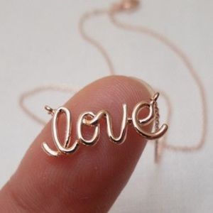 Love rose gold dainty necklace