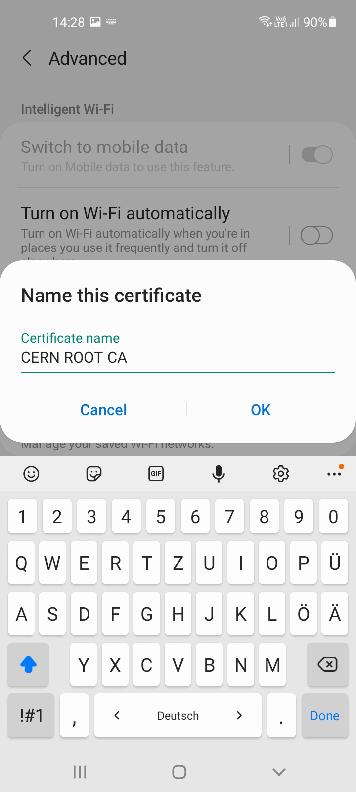 Name CA certificate